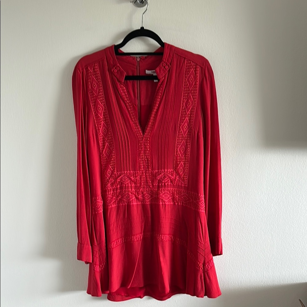 Derek Lam Red Embroidered Tunic Top